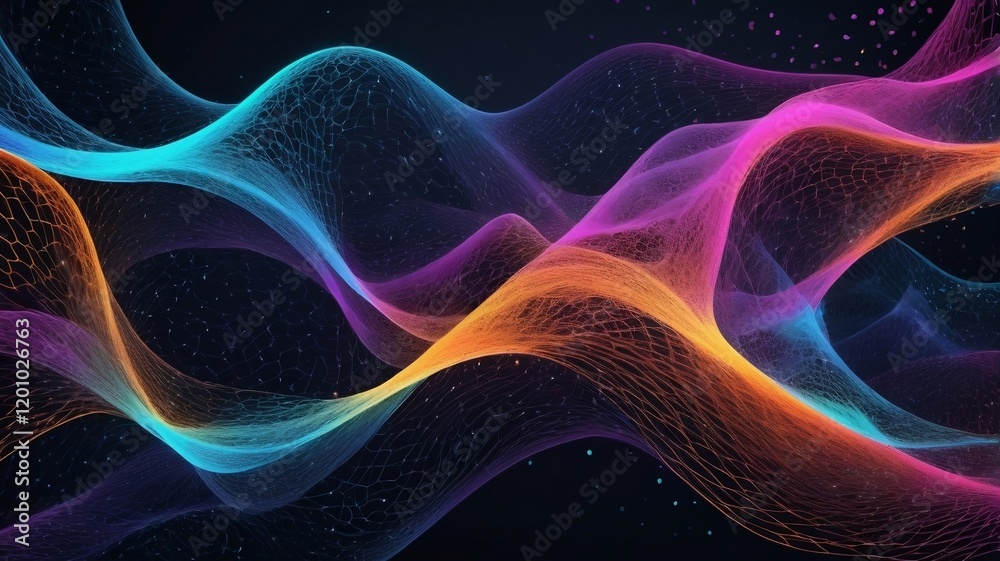 Fototapeta premium Abstract glowing waves of light in space with a futuristic design