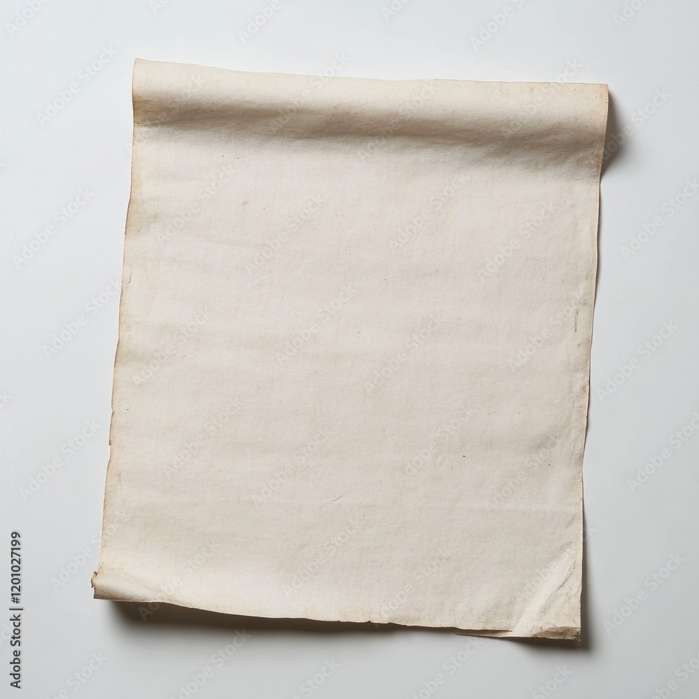 Obraz premium Blank Aged Paper Scroll on Plain Background for Design and Art Use