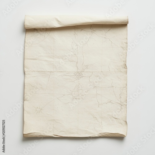 Vintage Blank Map Scroll on White Background for Creative Projects