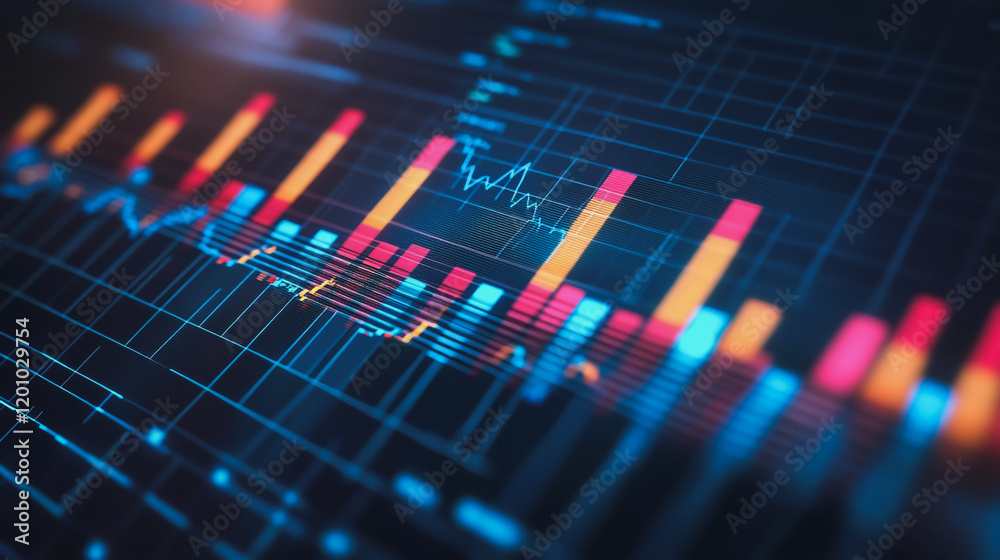 Fototapeta premium Abstract business Financial charts show a significant increase in profits in the stock market.This is driven by higher interest rates and continued growth. In the innovation world network of financial