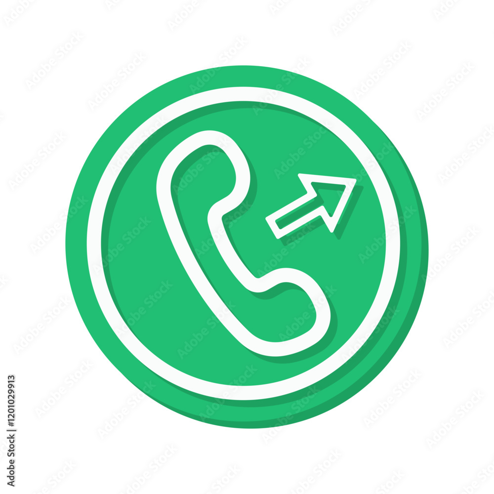 A bold green phone call icon vector with an arrow symbol, perfect for indicating outgoing calls in communication apps or contact related design A bold green phone call icon vector with an arrow symbol, perfect for indicating outgoing calls in communication apps or contact related design