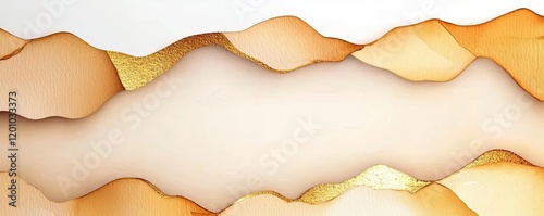 Beige gold watercolor idea. Abstract background with soft waves and warm hues for creative design projects.