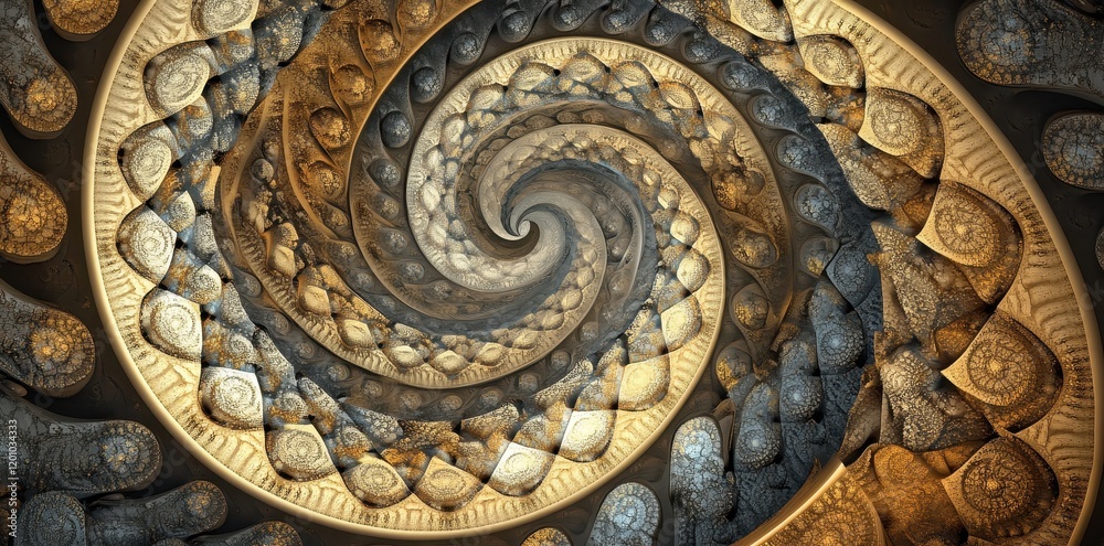 Obraz premium Abstract Spiral Art Gold And Grey Hues