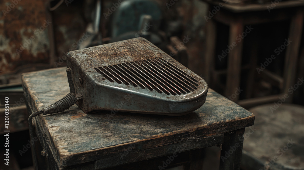 Retro metal tool heating hair, hair styling tool isolated vector. Metal plank used in barbershop or vintage salons to heat beard, moustaches and hair. Antique board hairdryer, hair drying old tool Retro metal tool heating hair, hair styling tool isolated vector. Metal plank used in barbershop or vintage salons to heat beard, moustaches and hair. Antique board hairdryer, hair drying old tool