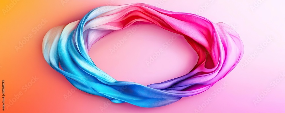Fototapeta premium Circular watercolor concept. Colorful silk fabric swirling elegantly in a vibrant gradient; perfect for backgrounds.