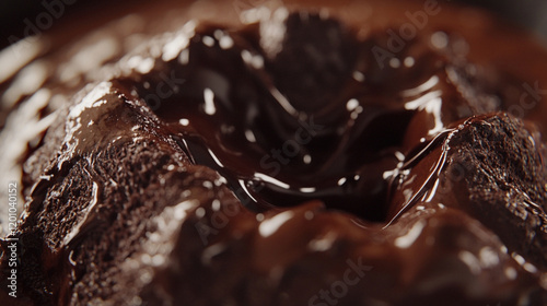 Molten Chocolate Lava Cake: Decadent Dessert Close-Up, Upscaled for Stunning Detail rich food menu   photo