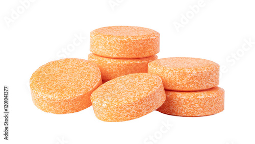 Foto Orange effervescent tablets vitamins C or painkillers isolated on transparent ba