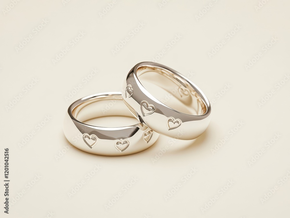Elegant Silver Wedding Rings with Heart Details Elegant Silver Wedding Rings with Heart Details