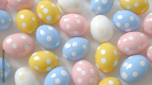 Wallpaper Mural Colorful Easter Eggs with Polka Dots on White Background Torontodigital.ca