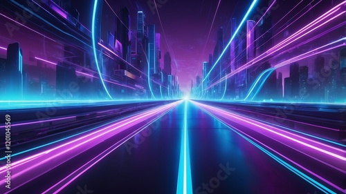 Abstract Background with Purple and Pink Laser Rays