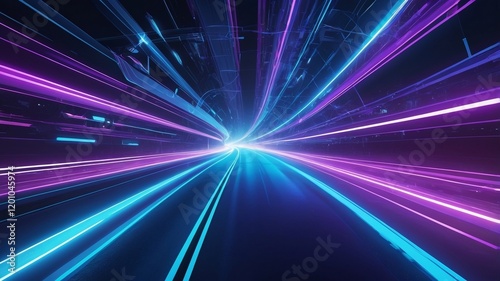 Abstract motion of city traffic at night, a vibrant tapestry of light, speed, and energy, captured in a dynamic interplay of lines and color