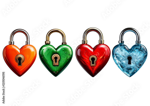 Set heart as a lock isolated on transparent background photo