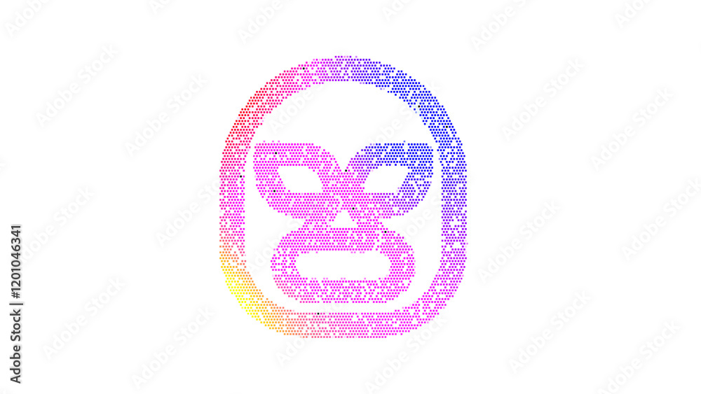 Obraz premium Icon luchador is made up of LED square shapes. There are bright diodes and there are black dead diodes