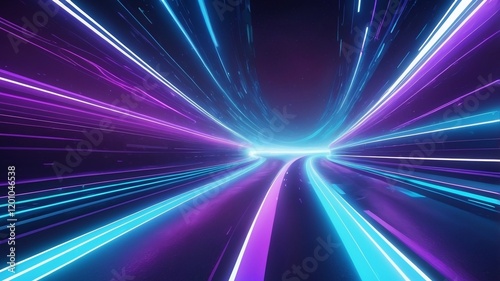 Abstract Background with Purple and Pink Laser Rays