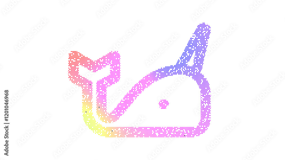 Icon narwhal is made up of LED square shapes. There are bright diodes and there are black dead diodes Icon narwhal is made up of LED square shapes. There are bright diodes and there are black dead diodes