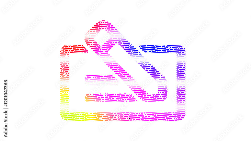 Icon money check is made up of LED square shapes. There are bright diodes and there are black dead diodes Icon money check is made up of LED square shapes. There are bright diodes and there are black dead diodes