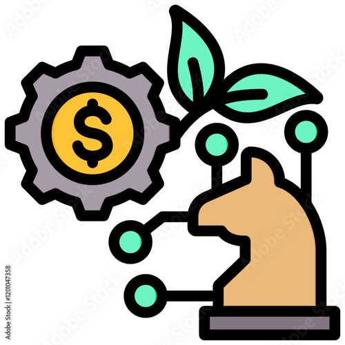 Investment Strategy Outline Color Icon