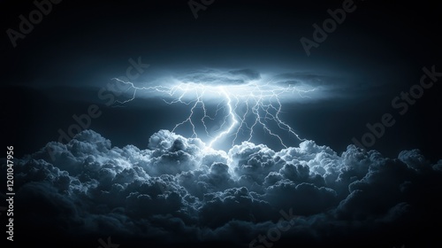 Night sky, lightning storm, cloudscape, dramatic, power, energy, weather, background