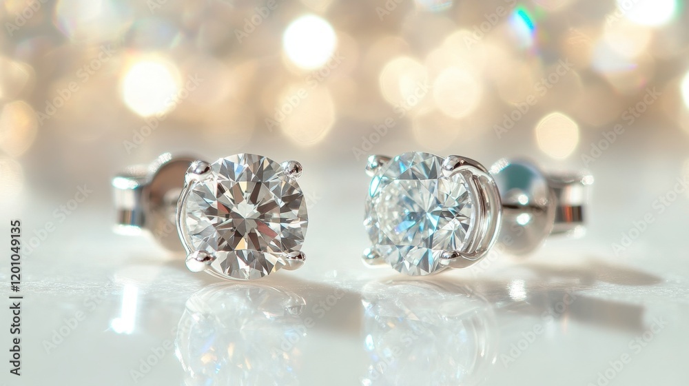 Close-up of minimalist diamond earrings with clean lines, set in platinum, reflecting modern elegance. Close-up of minimalist diamond earrings with clean lines, set in platinum, reflecting modern elegance.