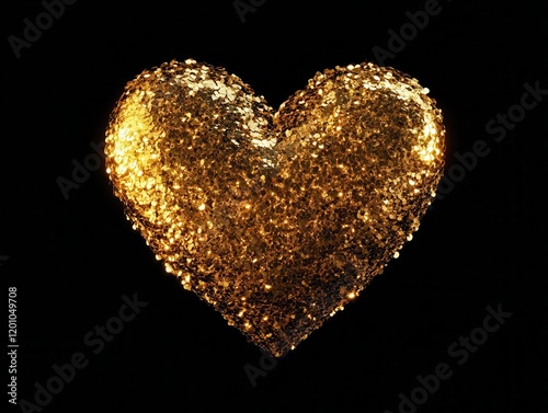 Golden Glitter Heart Sparkle and Shine Abstract Background