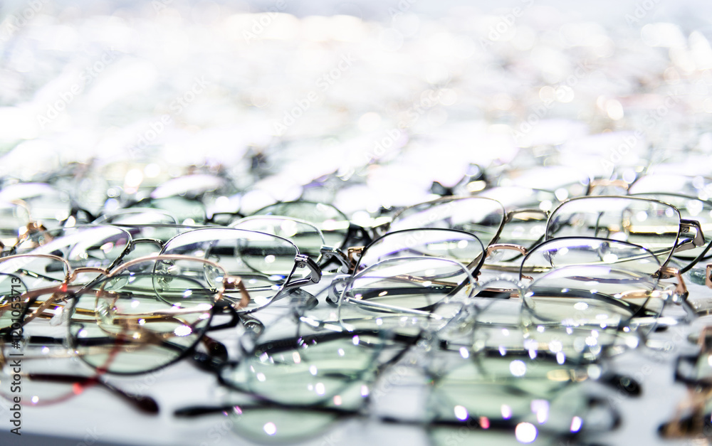 Naklejka premium Glasses are displayed in the store