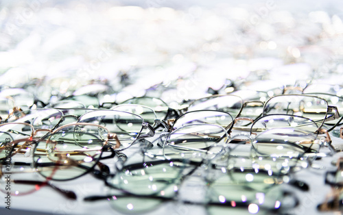 Glasses are displayed in the store