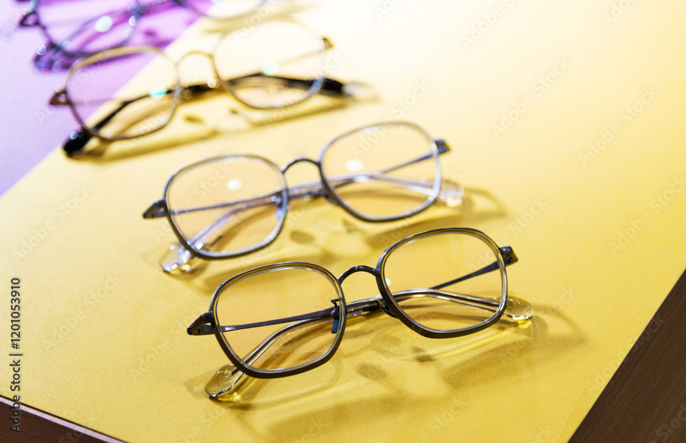 Glasses are displayed in the store Glasses are displayed in the store