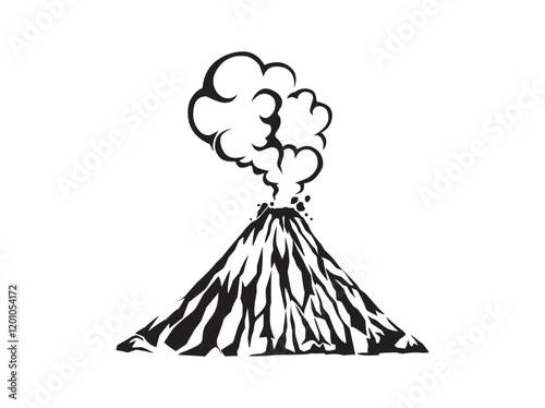 volcanic eruption illustration, vector image