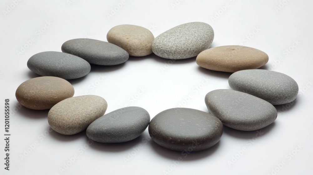 Smooth rocks form a circle on plain background. Smooth rocks form a circle on plain background.