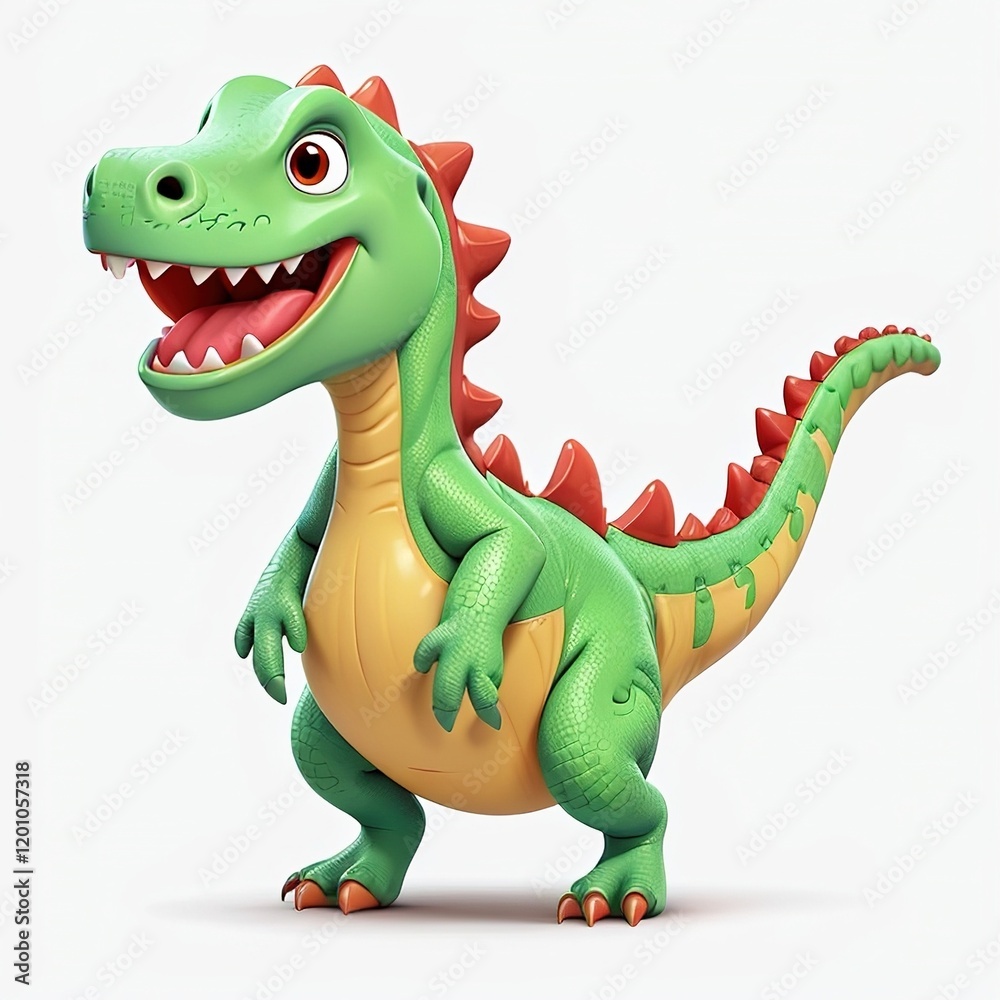 Fototapeta premium 3d dragon or dinosaur cartoon illustration with a smile isolated on white background