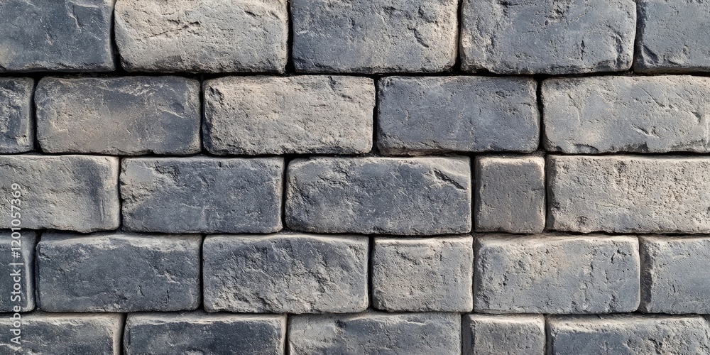 Gray brick wall pattern showing a textured arrangement of rectangular gray bricks in horizontal rows with subtle variations in tone and texture. Gray brick wall pattern showing a textured arrangement of rectangular gray bricks in horizontal rows with subtle variations in tone and texture.
