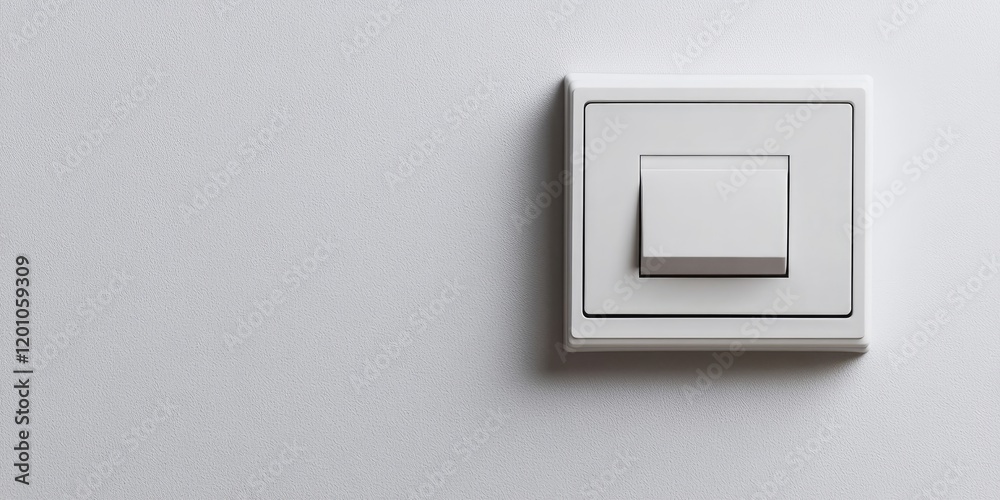 Modern gray switch positioned on a white wall with smooth texture, showcasing minimalist design and subtle elegance in interior decor. Modern gray switch positioned on a white wall with smooth texture, showcasing minimalist design and subtle elegance in interior decor.