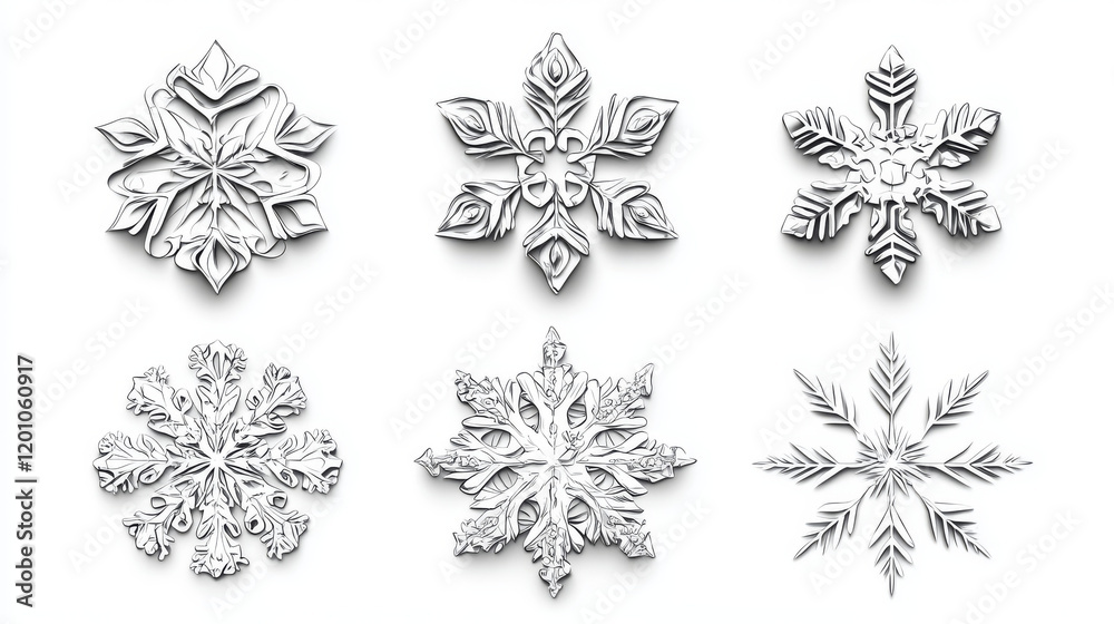 Jpeg version. Set of snowflakes for design isolated on white. Vector version is also available
