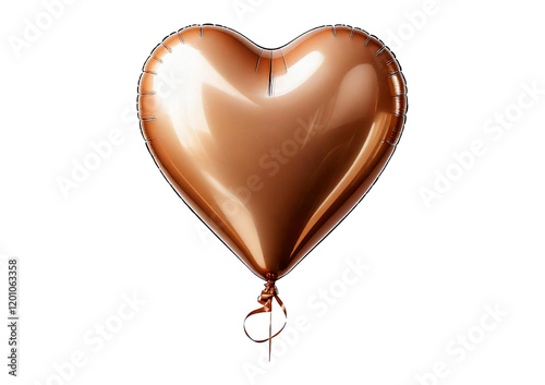 Beige heart shape balloon isolated on transparent or white background