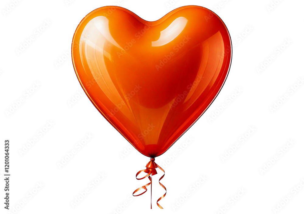 Orange heart shape balloon isolated on transparent or white background Orange heart shape balloon isolated on transparent or white background