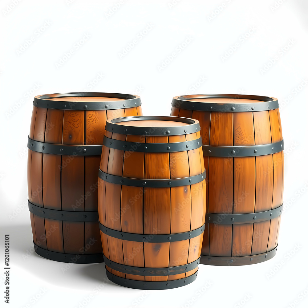 A set of three barrels of different sizes. Generative AI A set of three barrels of different sizes. Generative AI