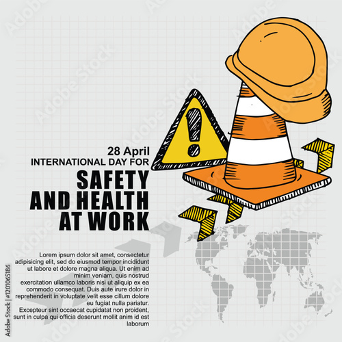 International Day For Safety and health at work, poster and banner vector
