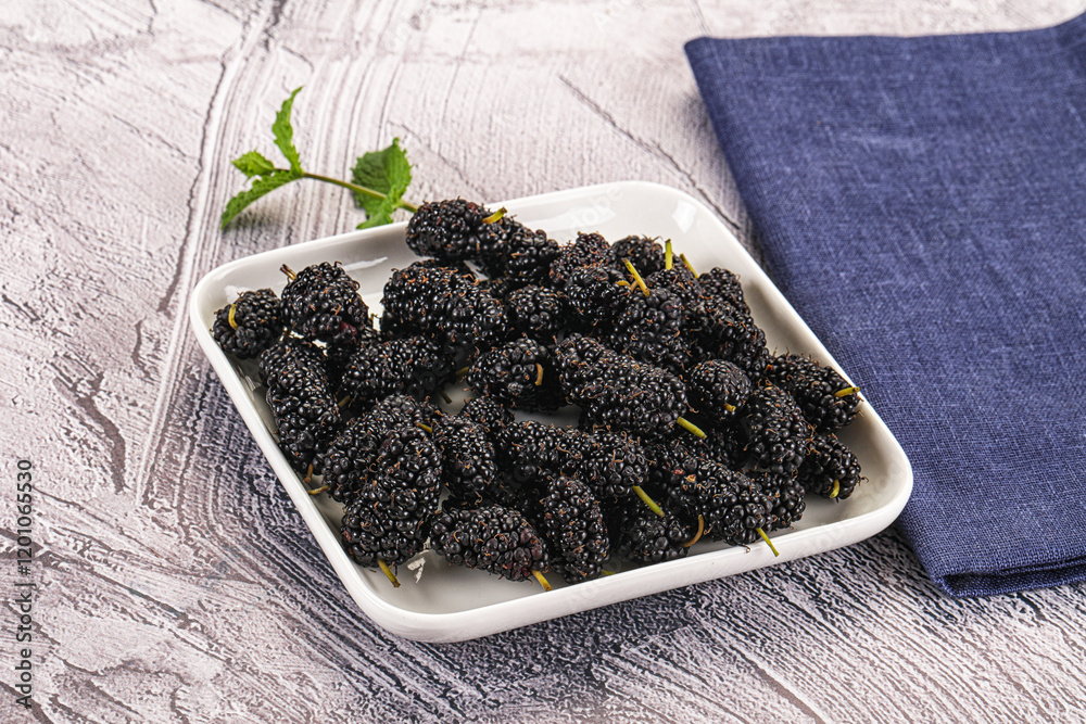 Juicy sweet mulberry in the bowl Juicy sweet mulberry in the bowl