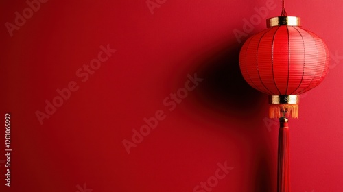 vibrant red lantern with intricate details hangs elegantly against a bold red wall, creating a warm and festive atmosphere perfect for celebrations and cultural events