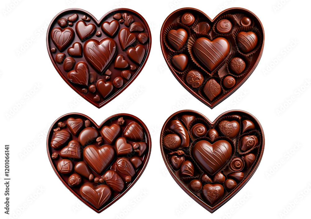 Chocolate valentine side view isolated on transparent or white background Chocolate valentine side view isolated on transparent or white background