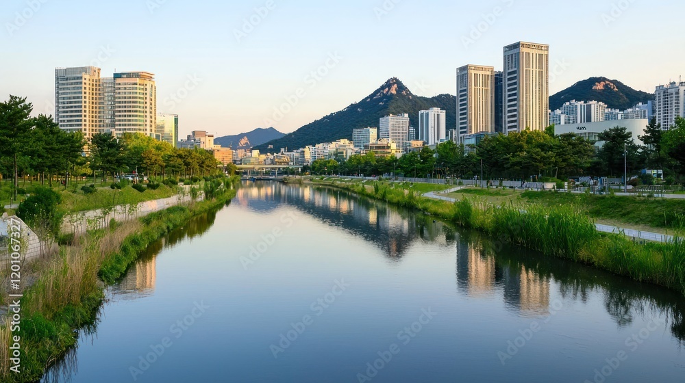 Fototapeta premium City River Reflection