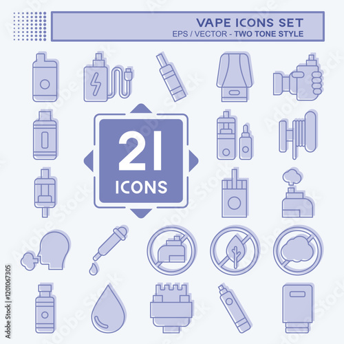 Icon Set Vape. related to Holiday symbol. two tone style. design editable