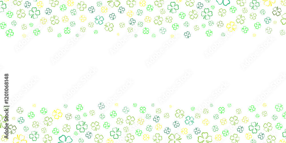 falling shamrock four leaf clover leaves confetti border falling shamrock four leaf clover leaves confetti border