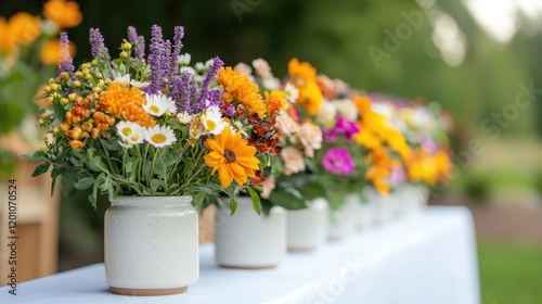 Fototapeta Naklejka Na Ścianę i Meble -  Colorful Flower Arrangements for Outdoor Event