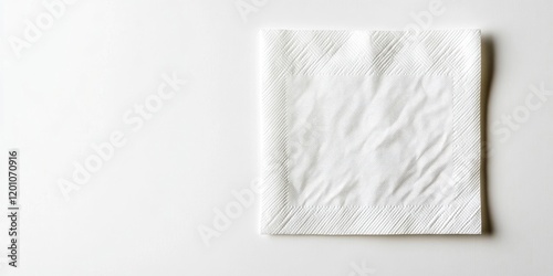 Clean white paper napkin neatly folded on a light background positioned in the center ideal for restaurant table settings and home dining dÃ©cor