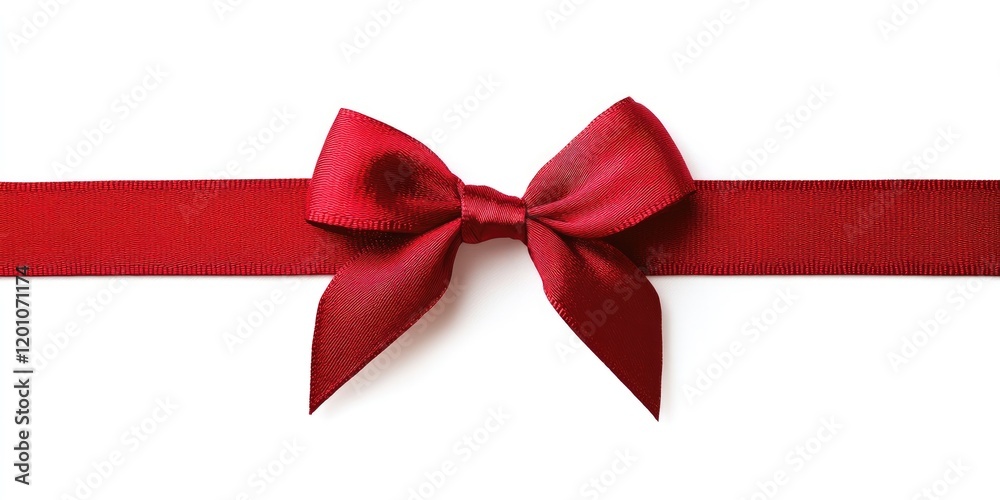 Elegant red ribbon bow knot centered on a white background with smooth satin texture highlighting rich crimson tones and refined shape Elegant red ribbon bow knot centered on a white background with smooth satin texture highlighting rich crimson tones and refined shape