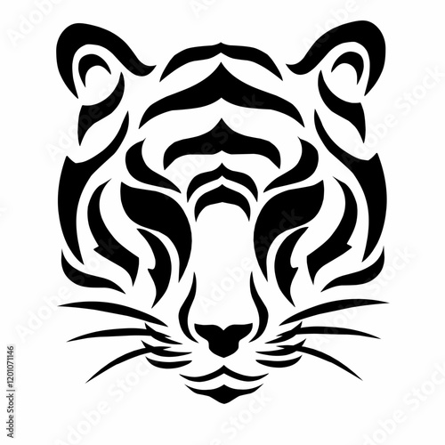 illustration vector graphic of tribal art abstract design tiger face