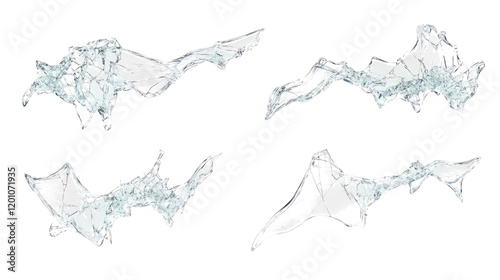 Cracked Glass Textures on Clear Background Generative AI