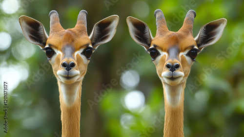 Gerenuk or giraffe gazelle vector animal head of african antelope. Gazelle wild hoofed mammal with brown white muzzle. Sport mascot, hunting sport, African safari and savannah theme photo