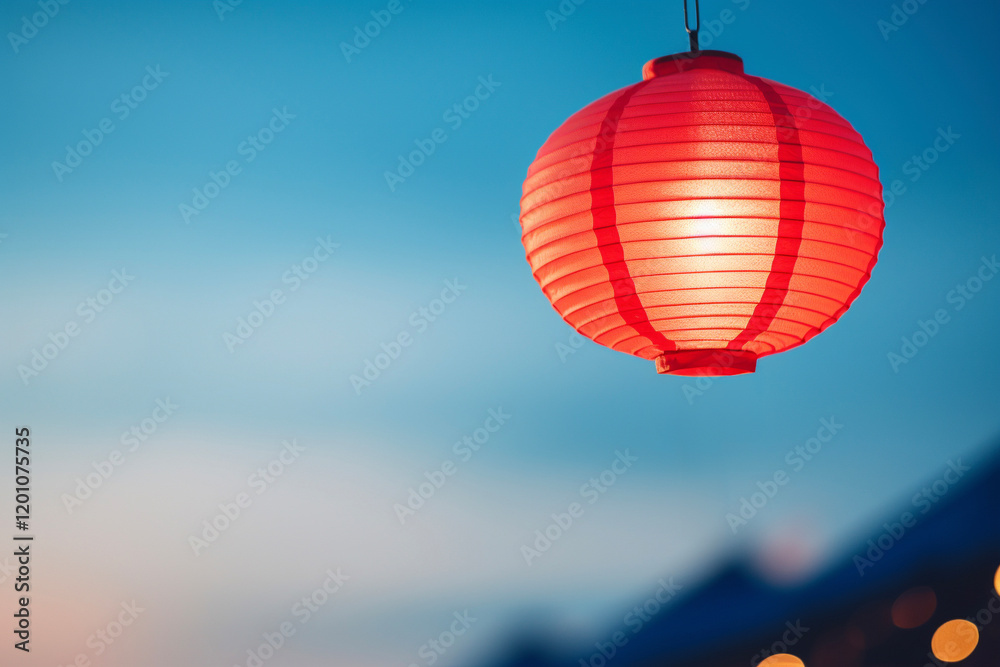 Fototapeta premium 夕暮れに灯る提灯 Generated image